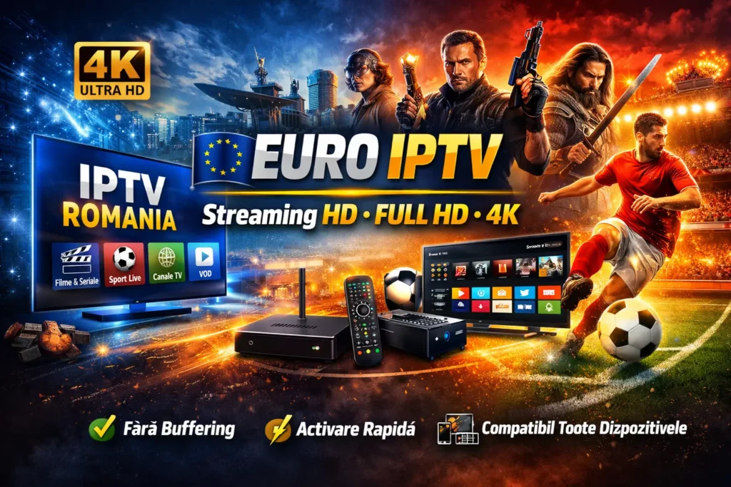 Euro IPTV Romania - Streaming HD Full HD 4K Canale Live Filme si Sport Euro IPTV Romania streaming 4K HD canale live filme seriale sport aplicatie premium fara buffering